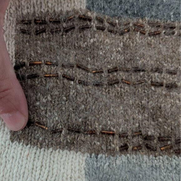 Vintage Silk Angora Beaded Sweater Womens Size Medium Gray Art Deco Mock Neck - Picture 6 of 14